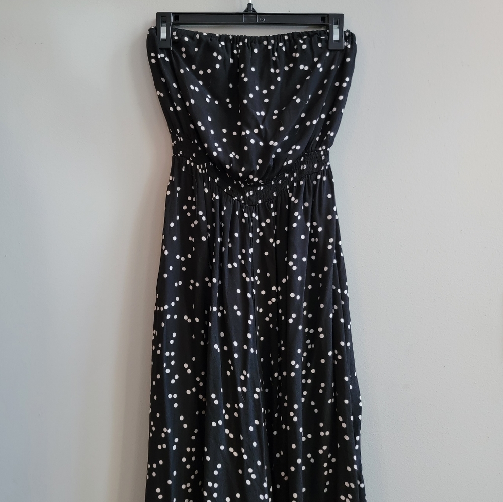 Urban Outfitters Black and White Polka Dot Strapless Pant Suit